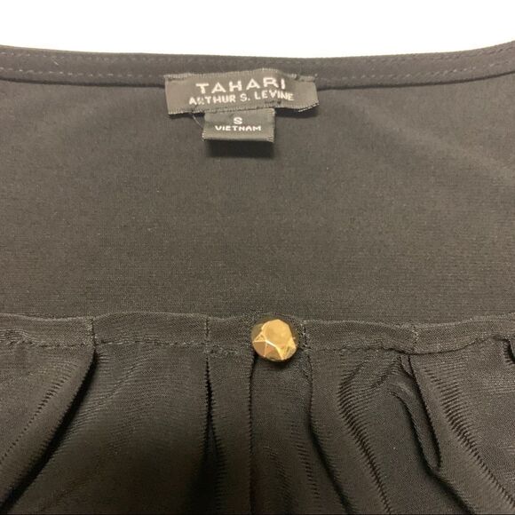 Tahari ASL Black sleeveless ruched top blouse size small - Picture 6 of 10